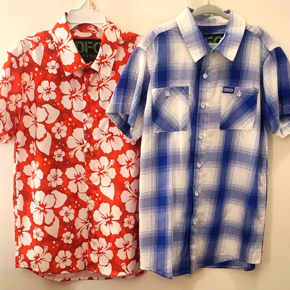 Dixxon Flannel Floral and Plaid Short Sleeve Shirts Youth Medium